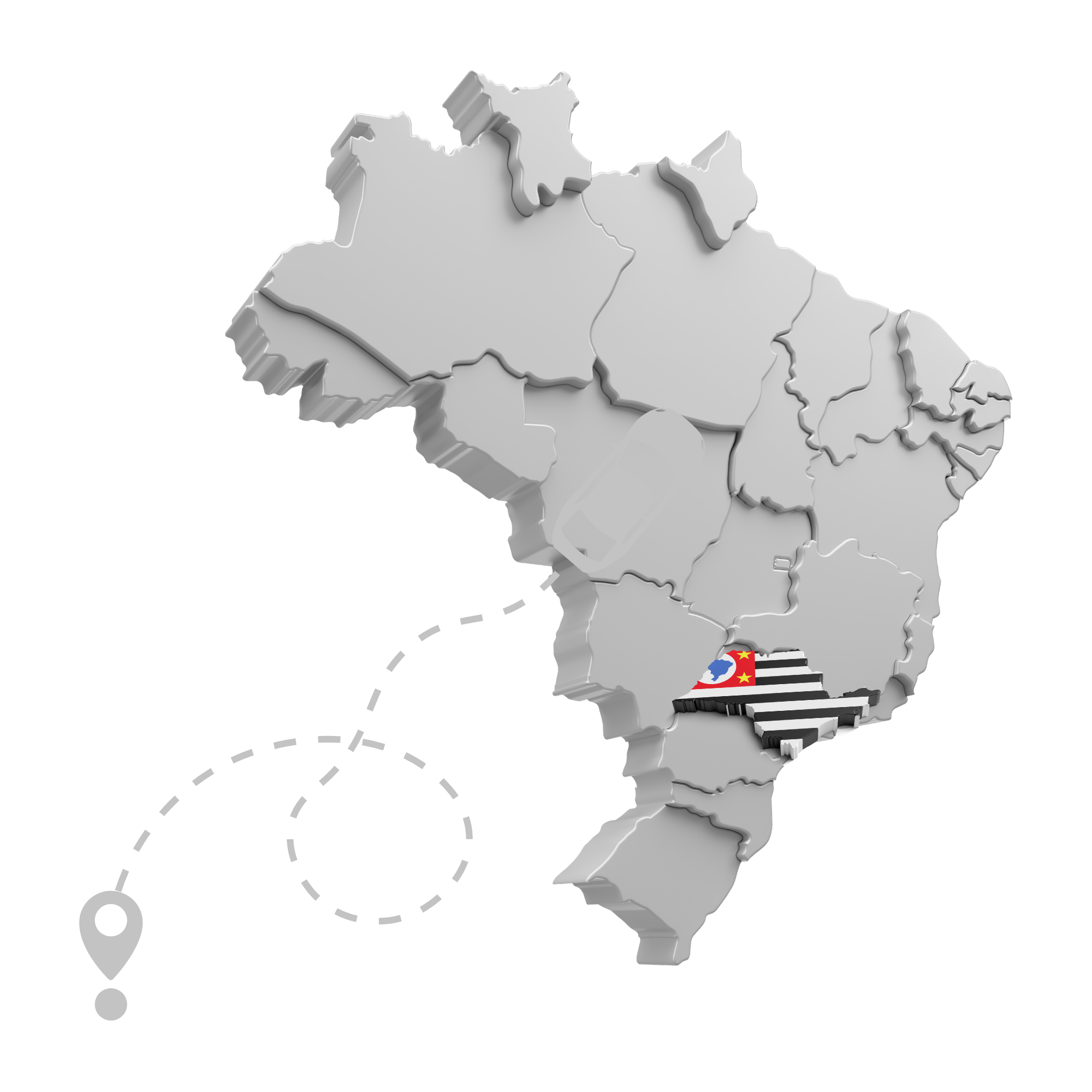 Mapa do Brasil com destaque do estado de São Paulo
