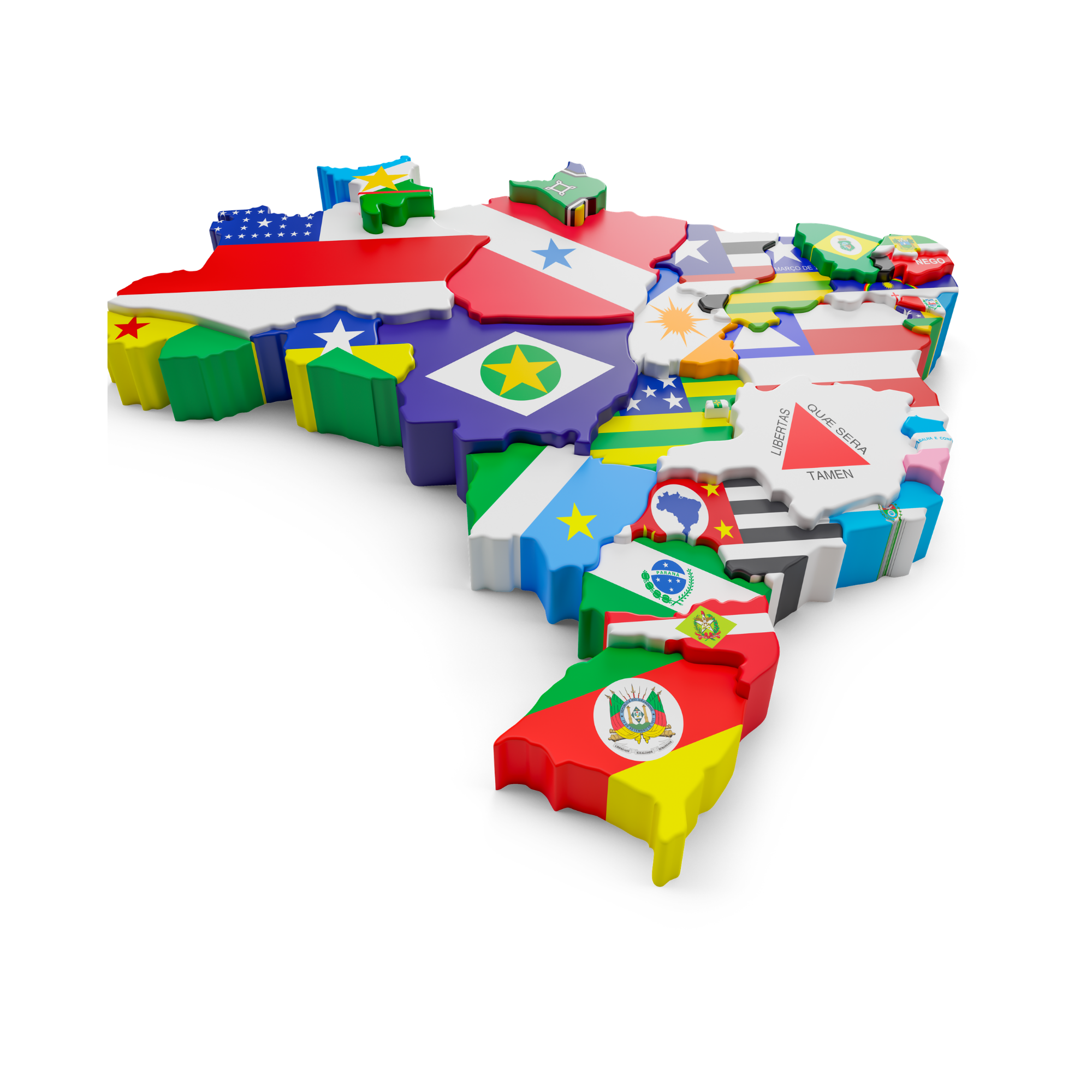 Mapa do Brasil com bandeiras dos estados
